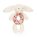 Jellycat Soft Plush Blossom Cream Bunny 'Berry' Ring Rattle