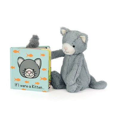 Jellycat Kids Book If I Were A Kitten Board Book and Bashful Kitten Original